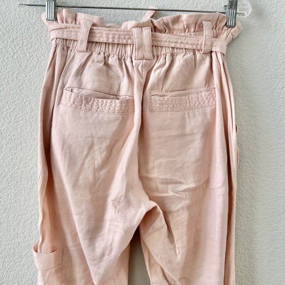 Anthropologie Elevenses Blush Romy Paper Bag Linen Pants Size XS - Picture 8 of 8